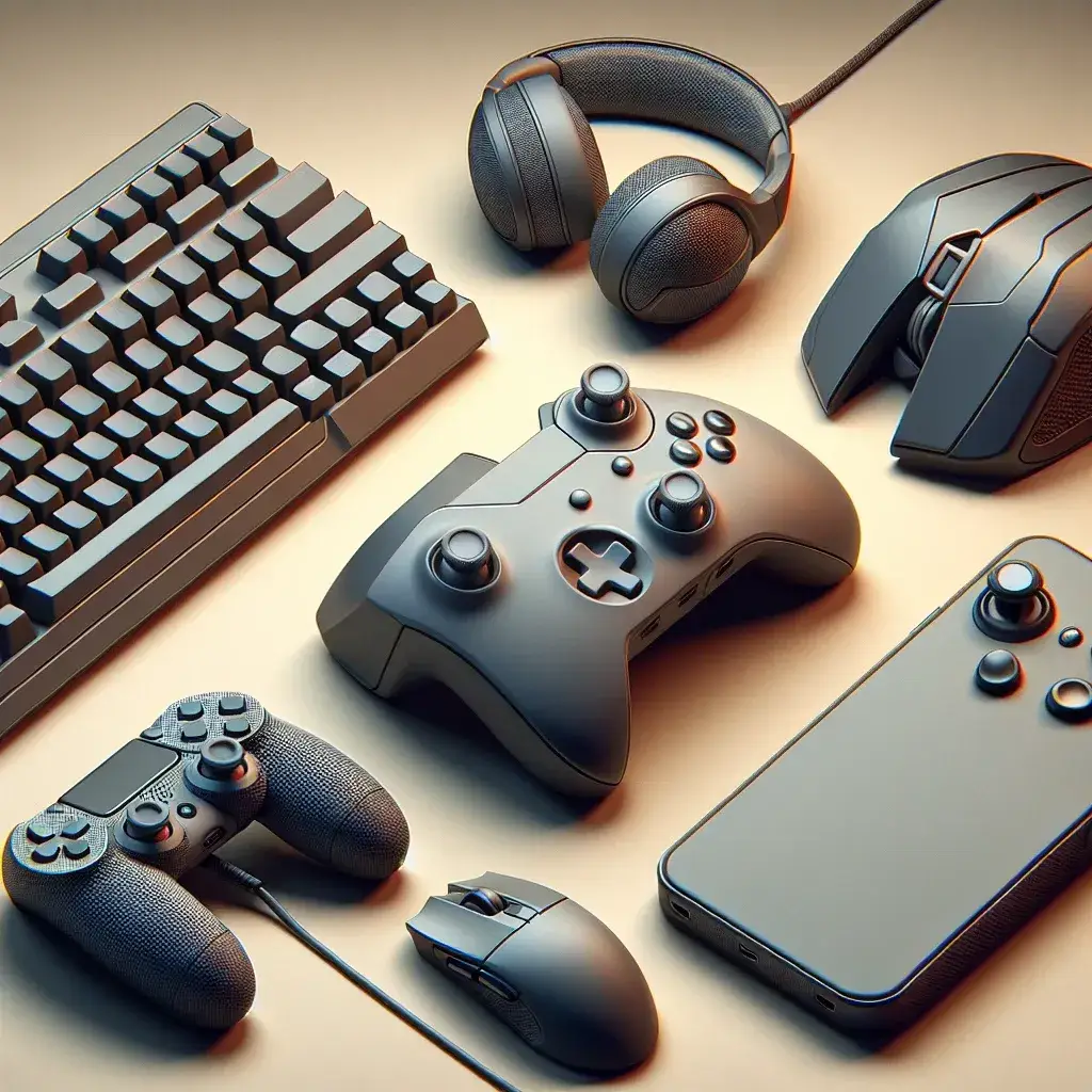 Alt text: "Periféricos gaming recomendados con mejor relación calidad-precio, incluyendo teclado mecánico, ratón ergonómico y auriculares de sonido envolvente, mostrados en una configuración de juego moderna."